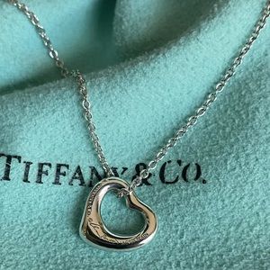 TIFFANY&CO. Silver 925 Elsa Peretti Open Heart Mini Pendant Necklace